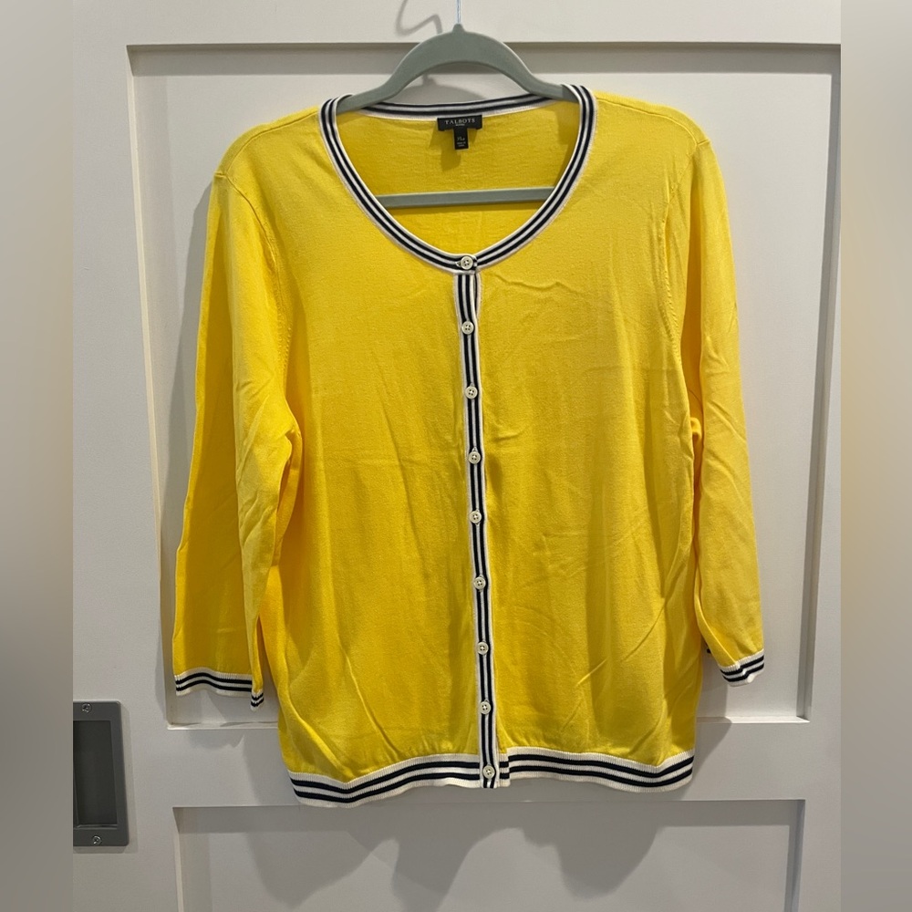 Talbots Yellow Cardigan 3/4 Sleeves XL petite EUC